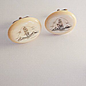 Inuit Alaska native cufflinks on bone